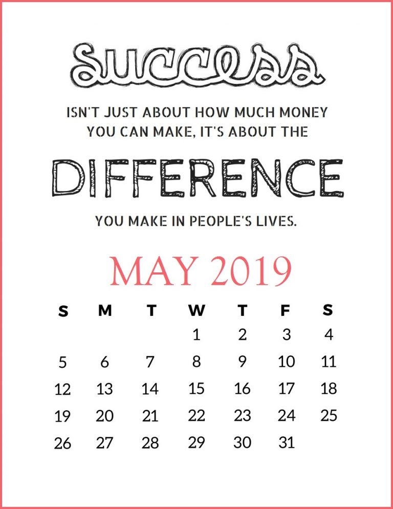 Inspiring May 2019 Quotes Calendar