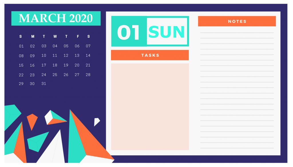 Printable March 2020 Calendar