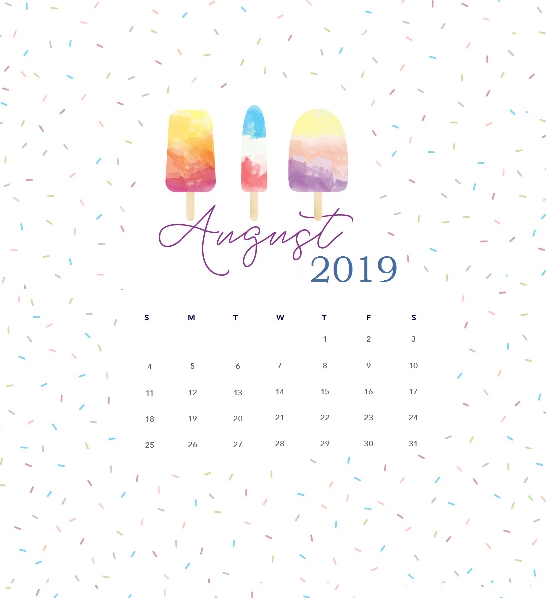 Unique August 2019 Calendar Template Design