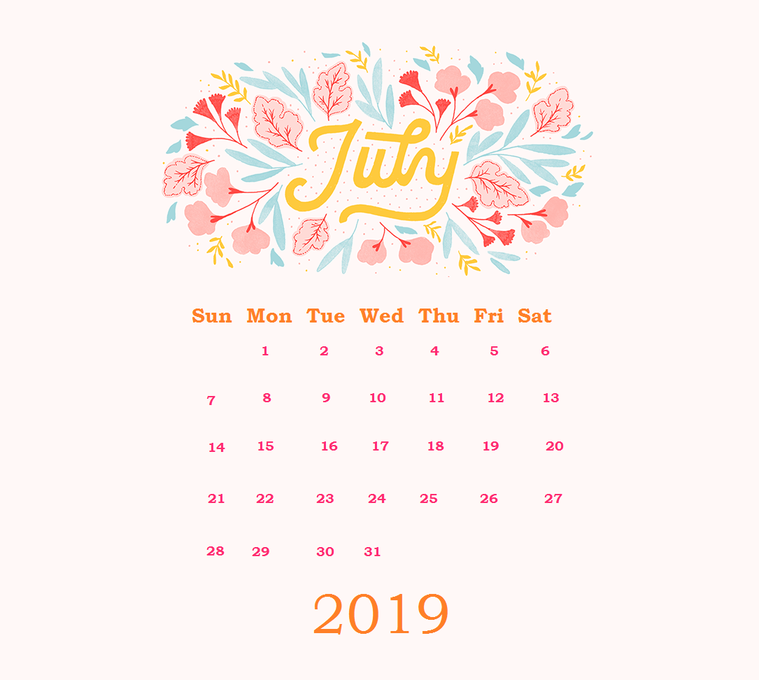 Unique July 2019 Office Table Calendar