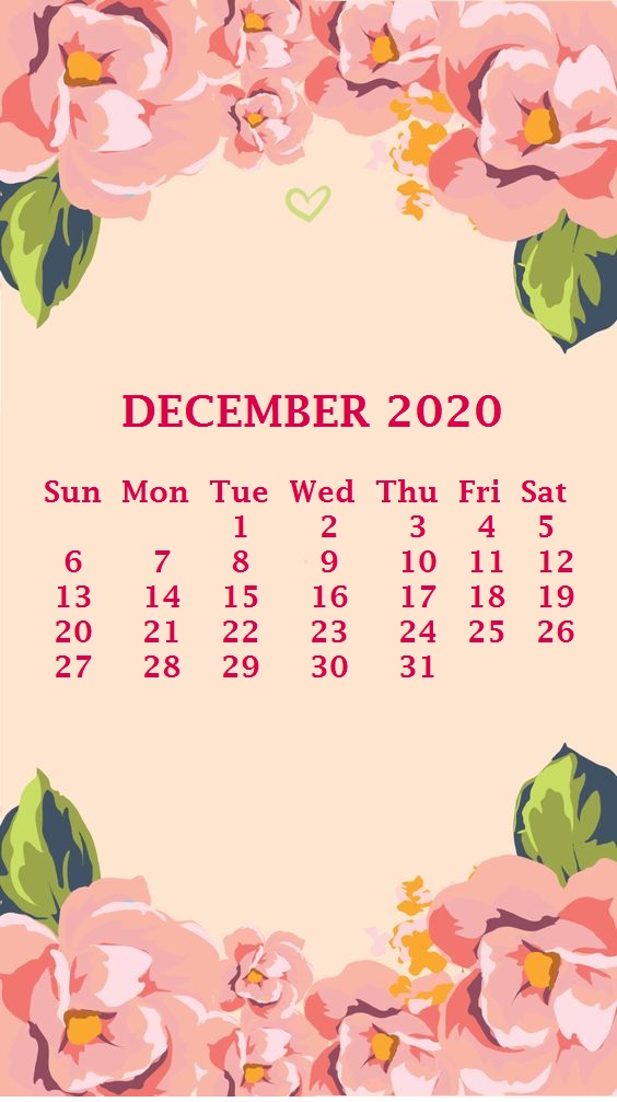 iPhone December 2020 Calendar Wallpaper