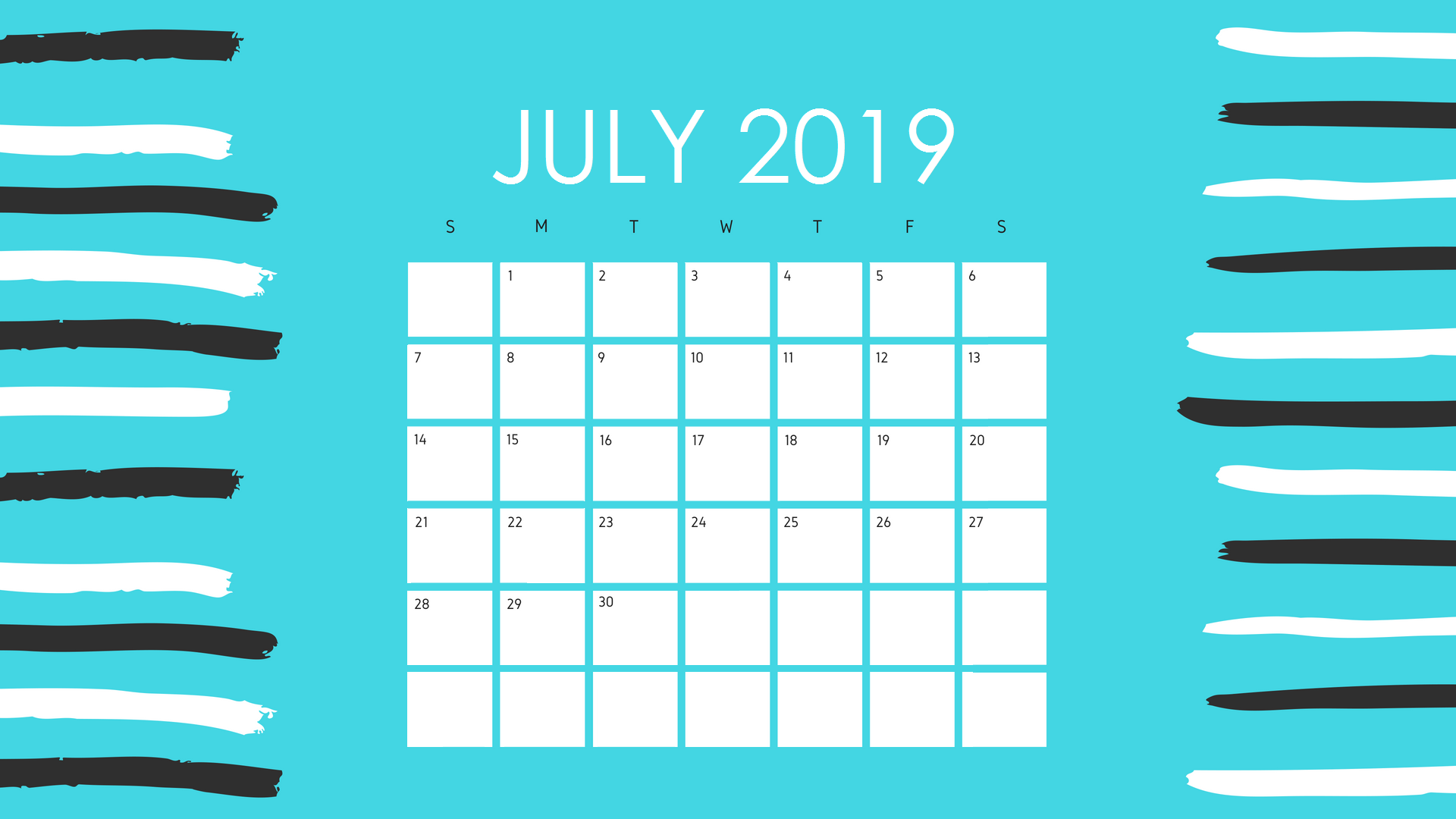 Attractive July 2019 Calendar Design