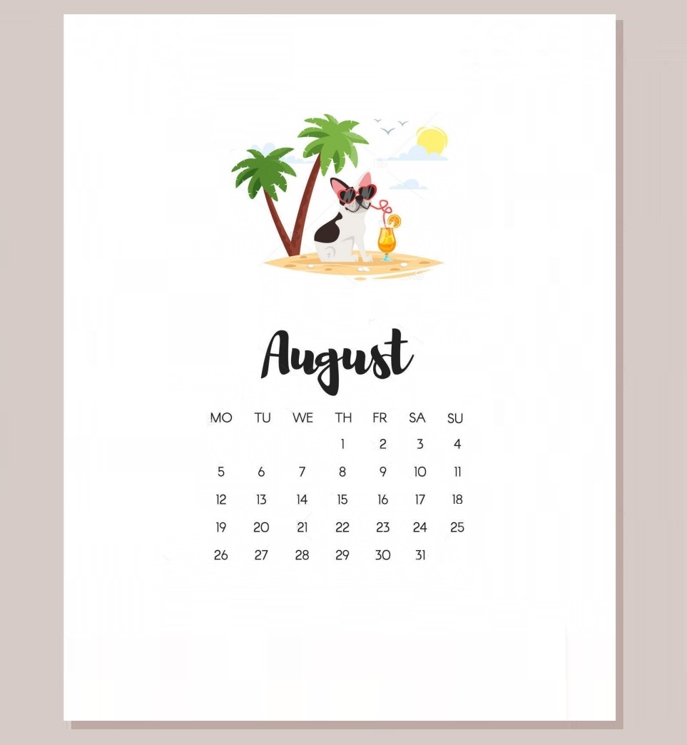 August 2019 Desk Calendar