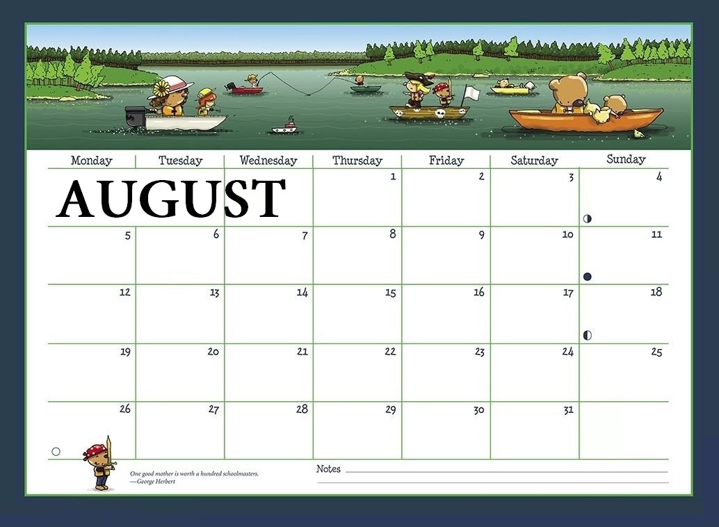 August 2019 Wall Calendar For Kids