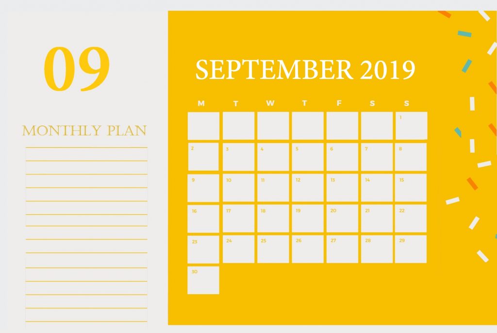 Decorative September 2019 Calendar