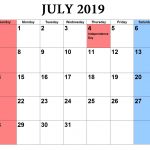 Download July 2019 Word Calendar