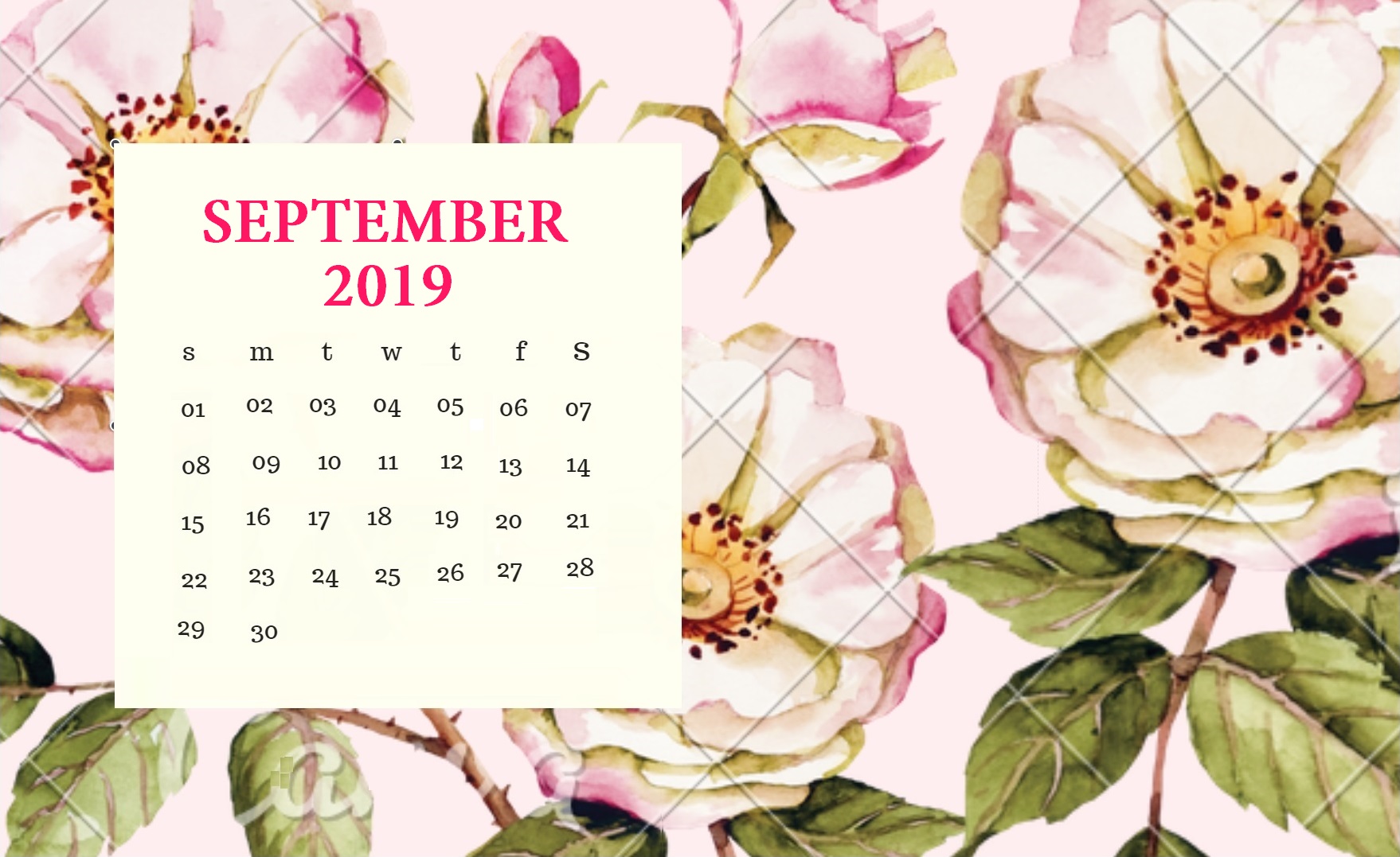 Floral September 2019 Calendar Wallpaper