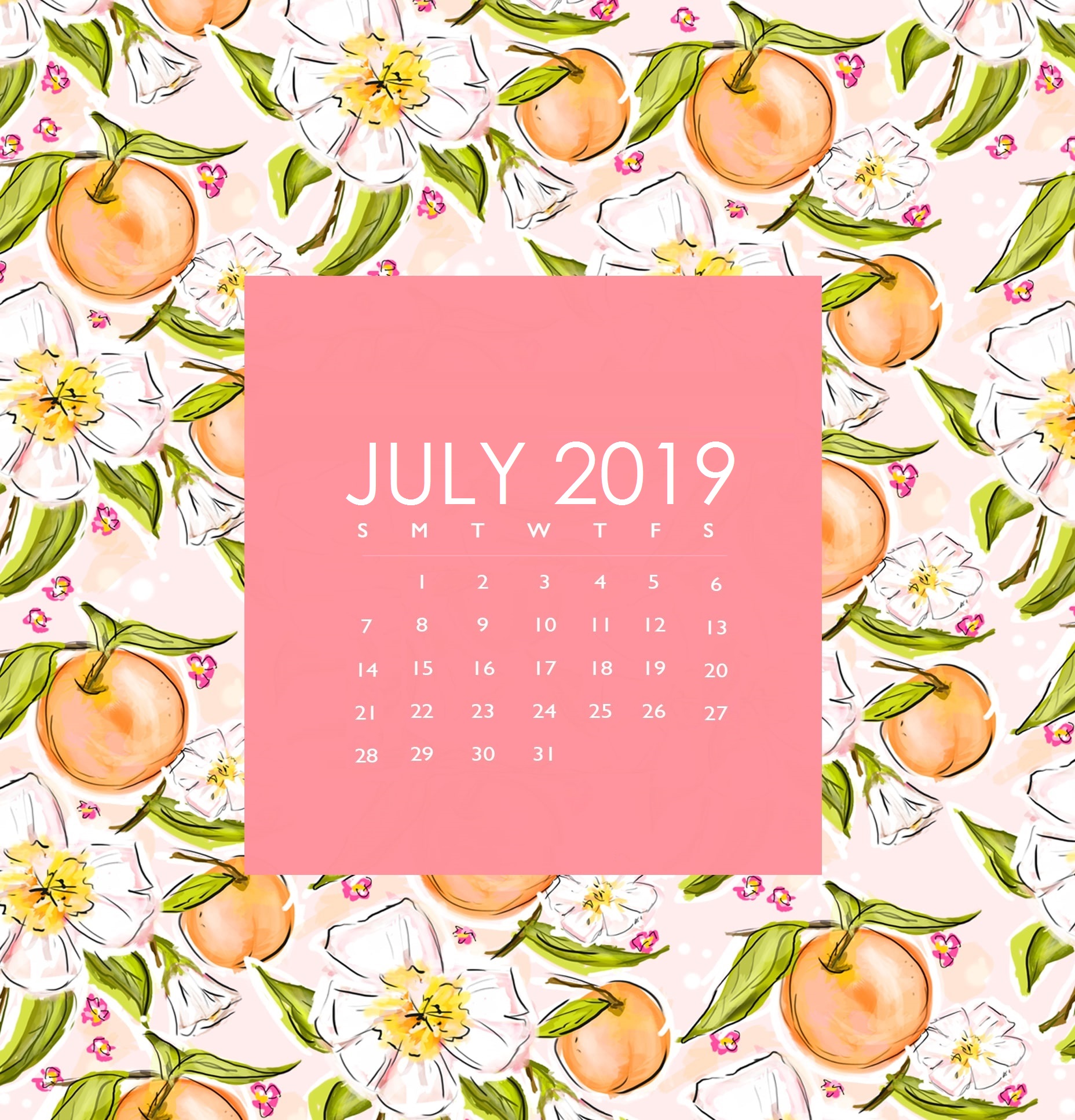 Free July 2019 Calendar Design