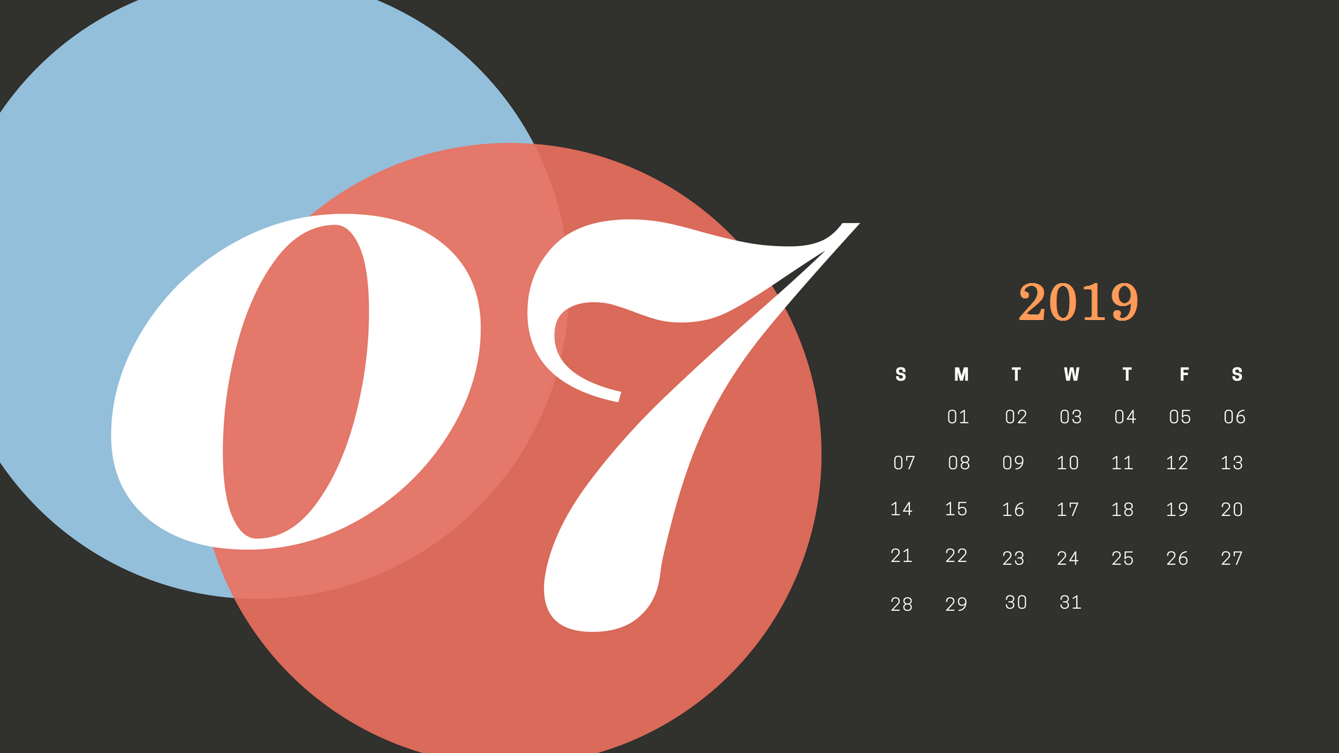 Unique July 2019 Calendar Design
