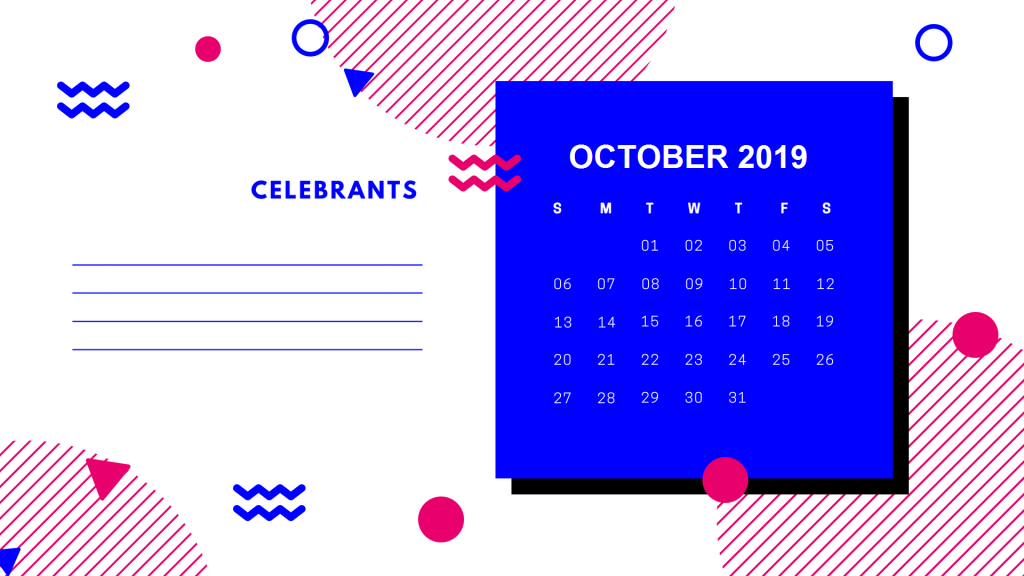 Beautiful 2019 October Calendar Design