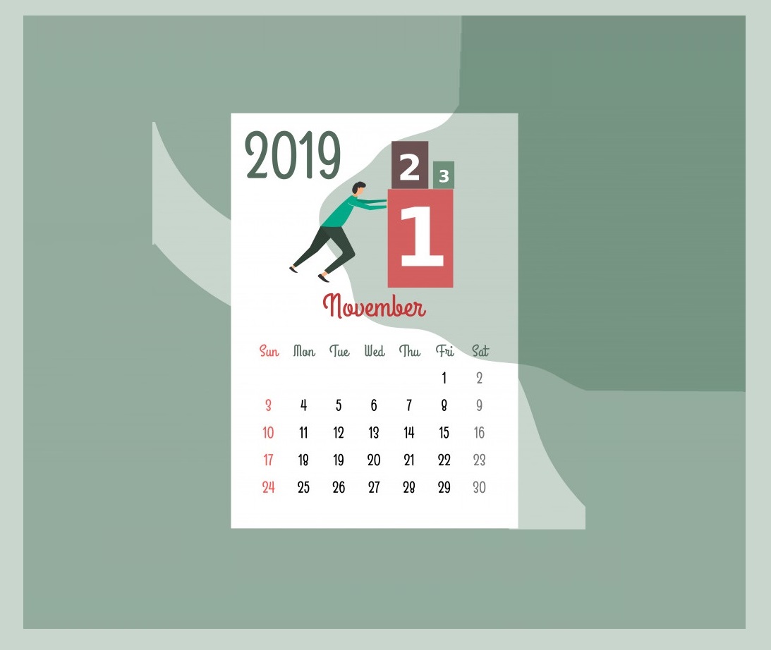 Beautiful November 2019 Calendar Design