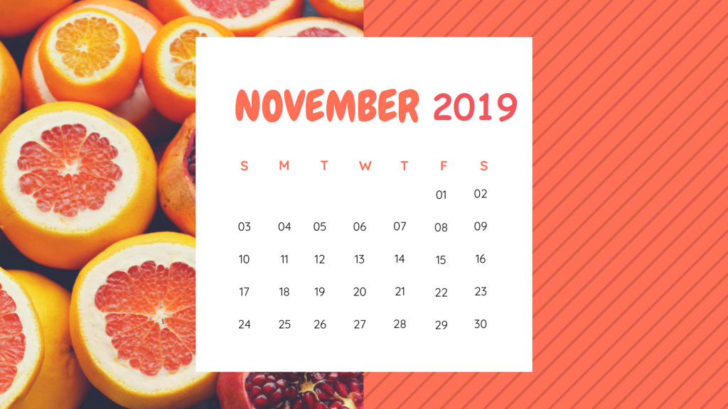 Botanical November 2019 Calendar Designs