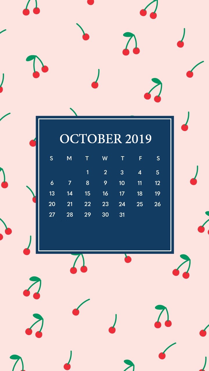 Cute October 2019 iPhone Calendar