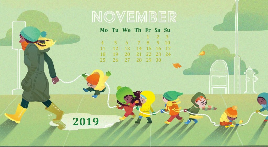 Decorative November 2019 Wallpaper Calendar