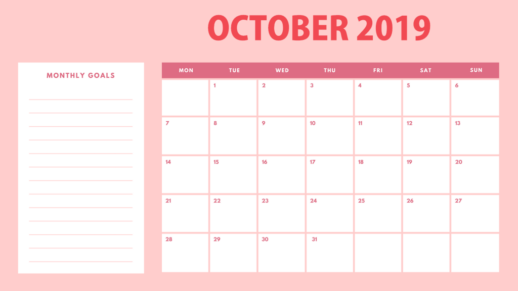 Download October 2019 Desk Calendar