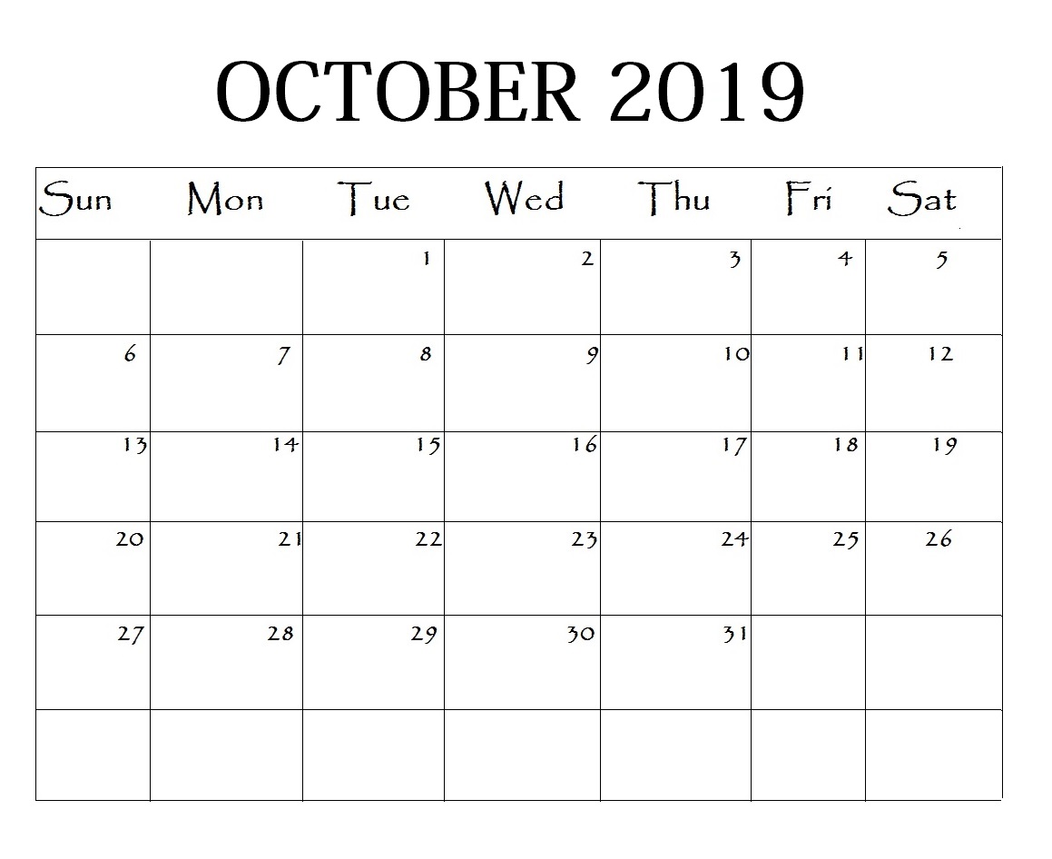 Editable October 2019 Planner Template