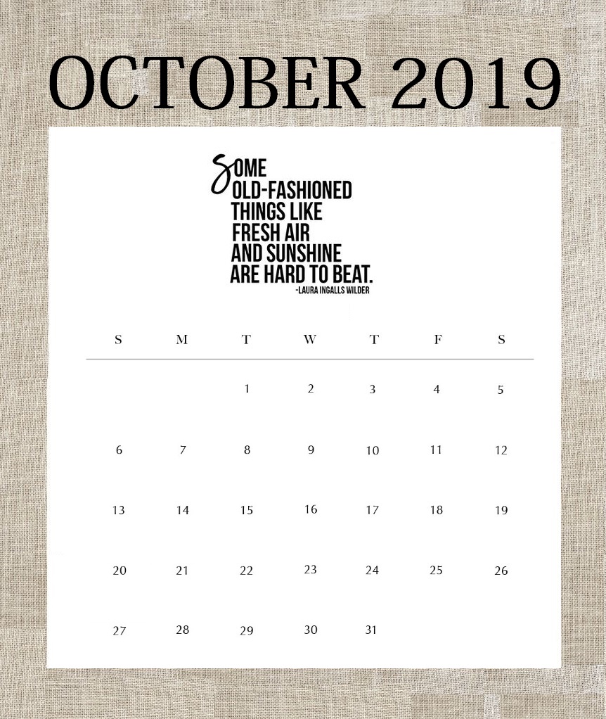 Famous Quote for October 2019 Calendar