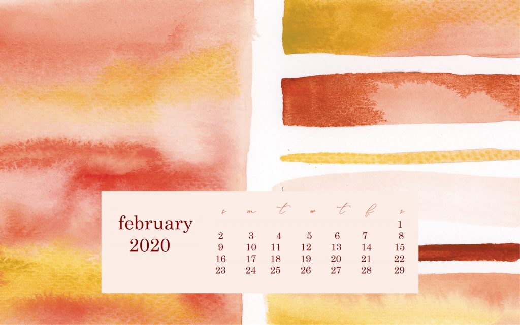February 2020 Desktop Wallpaper calendar
