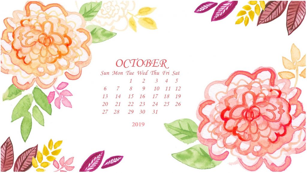 Floral October 2019 Calendar Wallpaper