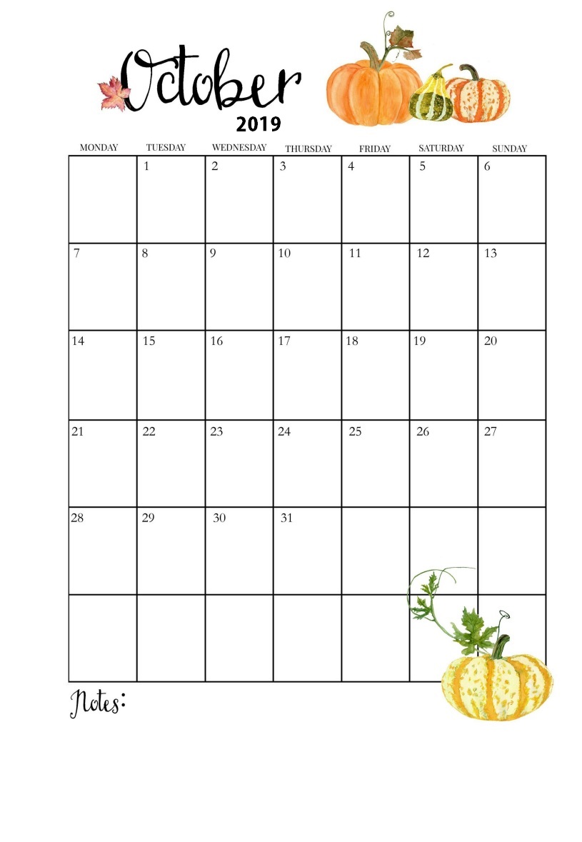 Floral October 2019 Wall Calendar