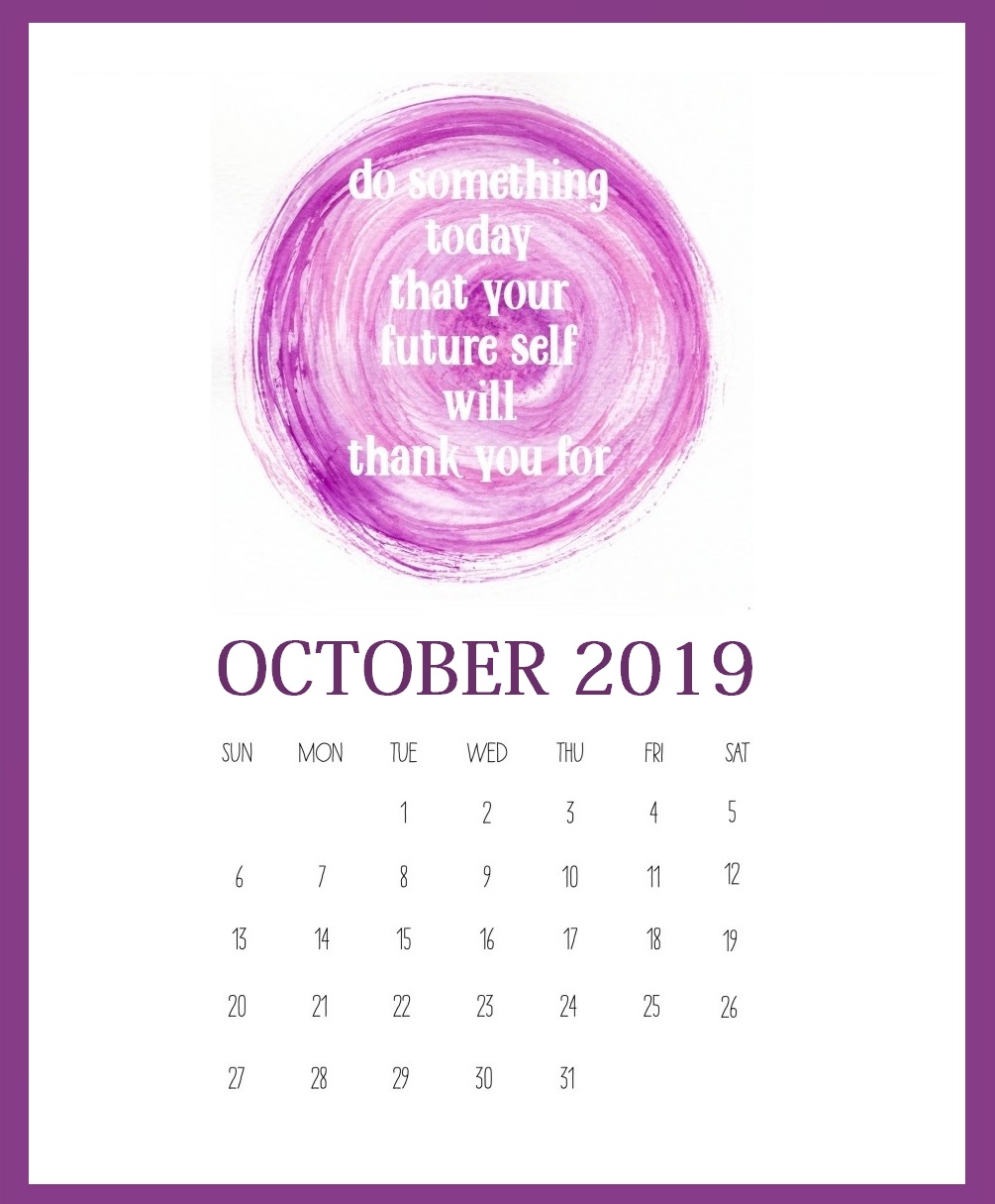 Inspirational October 2019 Office Calendar