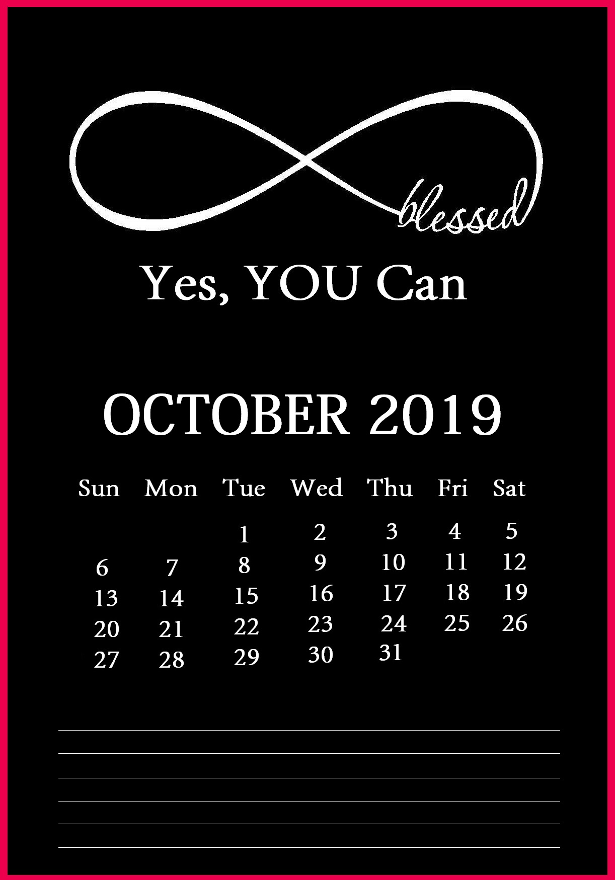 Inspiring October 2019 Desk Calendar