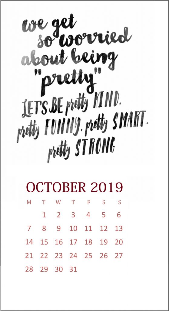 Inspiring October 2019 Quotes Calendar