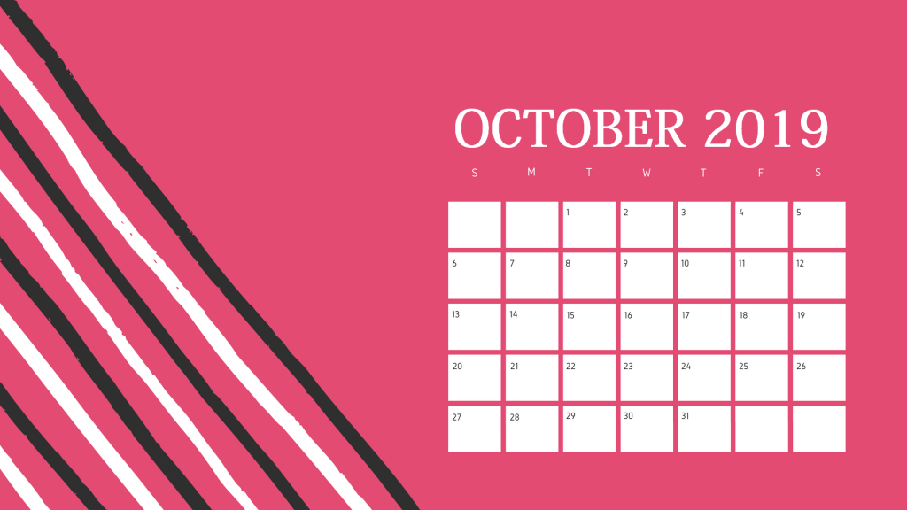 Latest October 2019 Cute Calendar