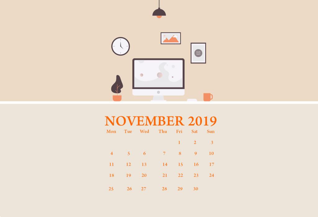 November 2019 HD Calendar Wallpaper