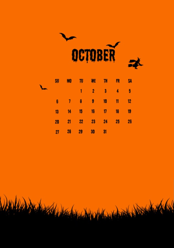 October 2019 Calendar For iPhone