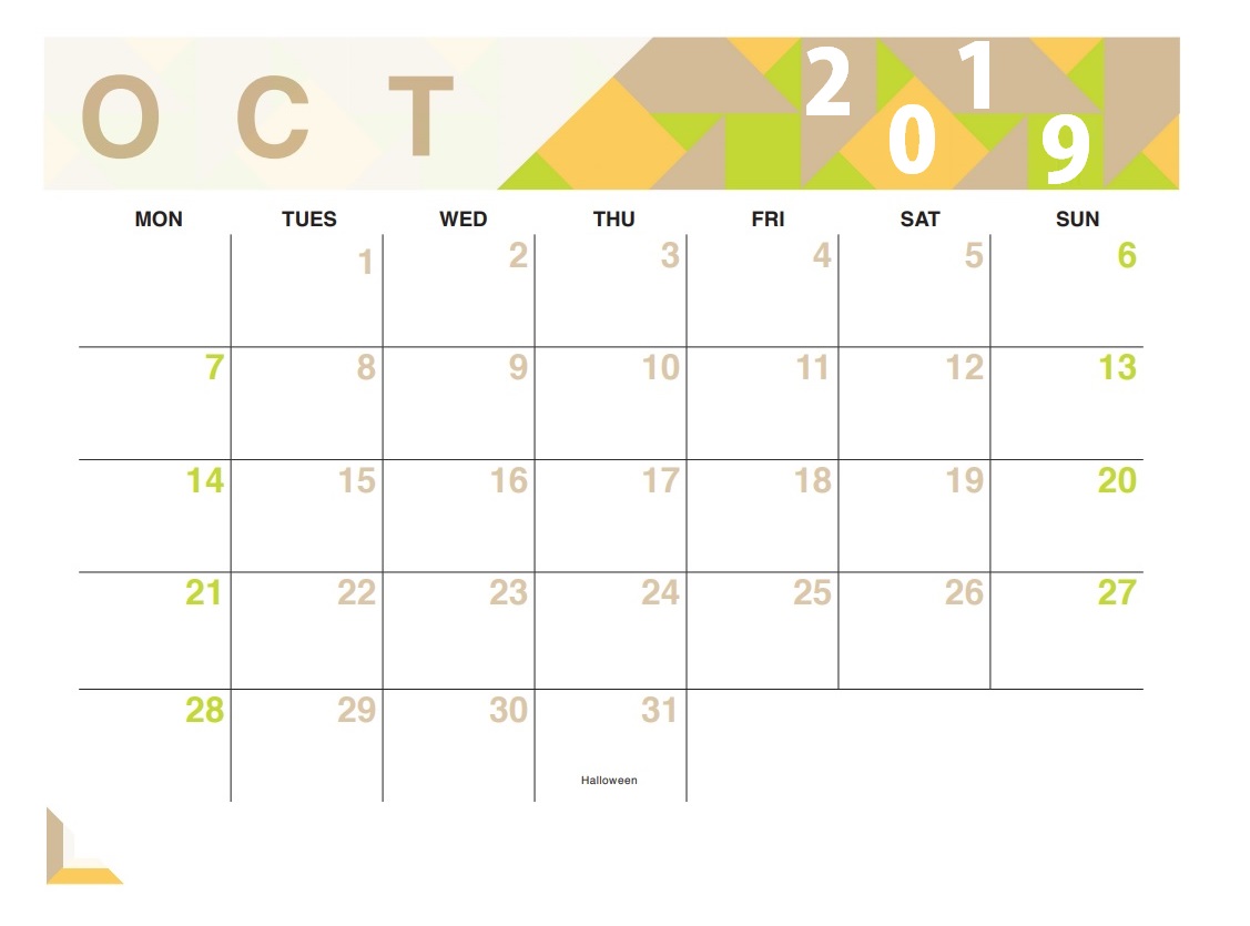 October 2019 Desk Calendar To Print