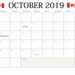October 2019 Holidays Calendar Canada