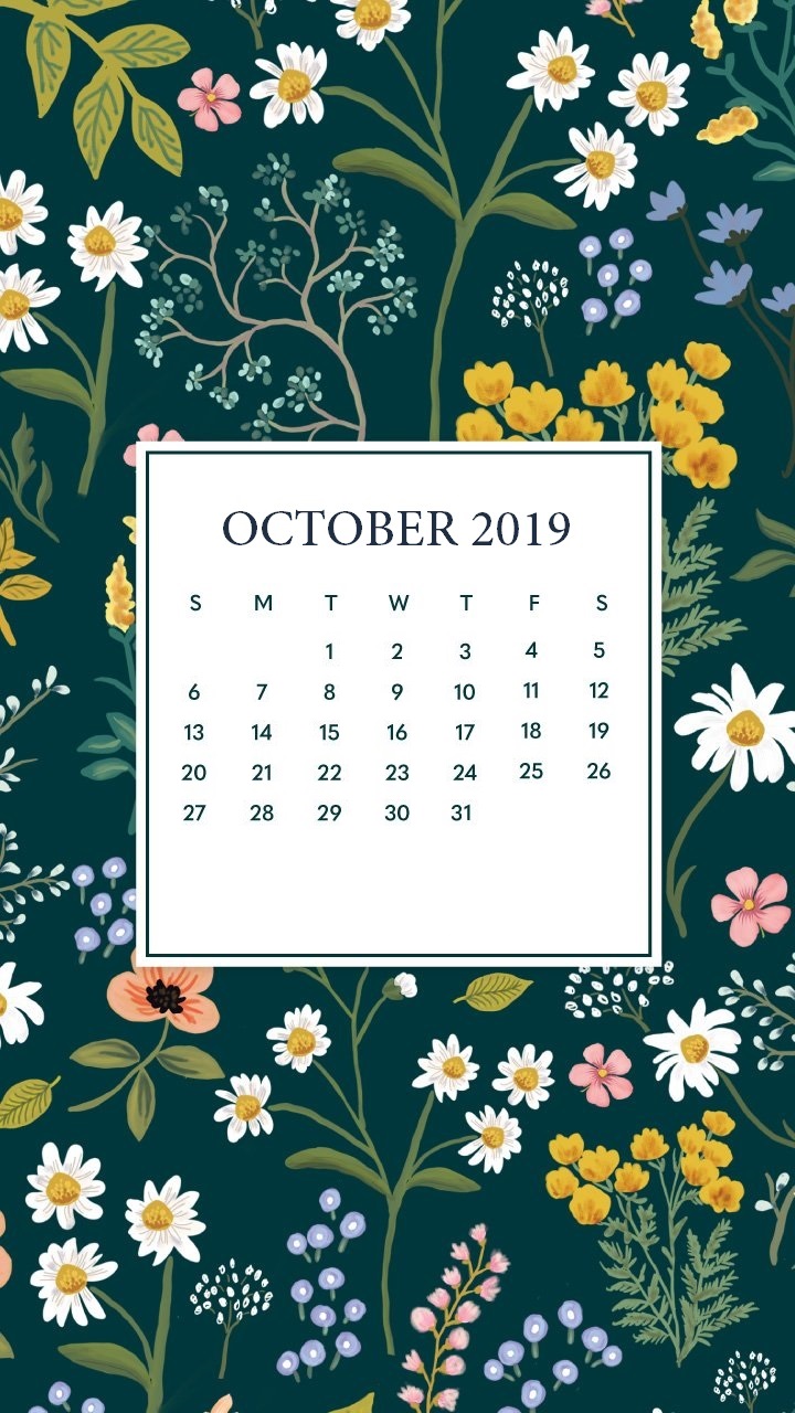 October 2019 Mobile Calendar Wallpaper