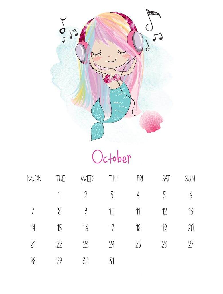October 2019 Wall Calendar for Kids