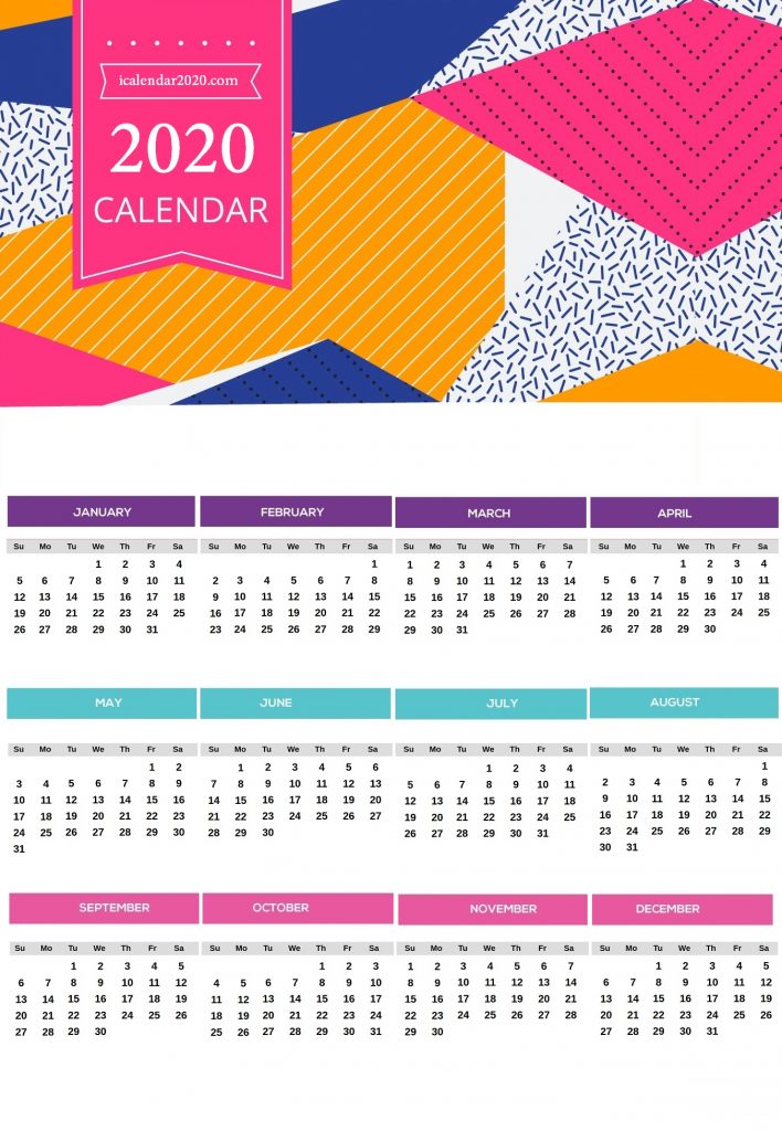 Printable 2020 Wall Calendar