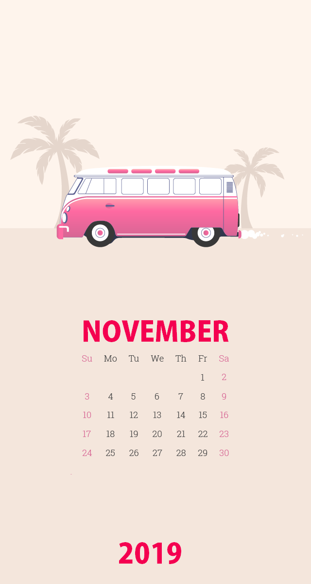 iPhone November 2019 Calendar Wallpaper