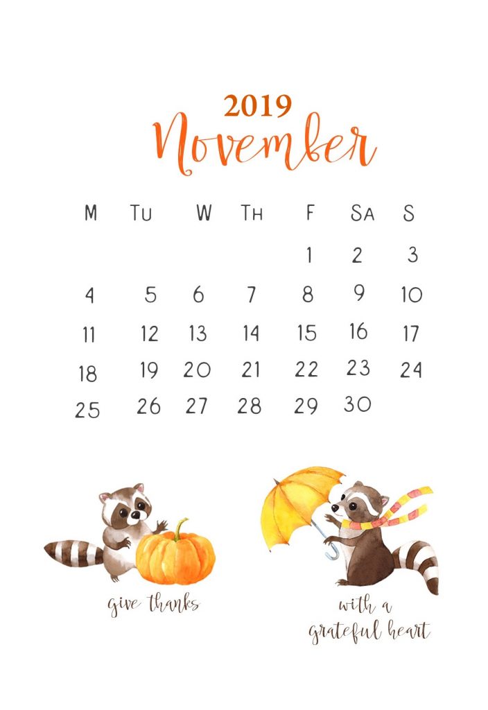 iPhone November 2019 Calendar Wallpaper