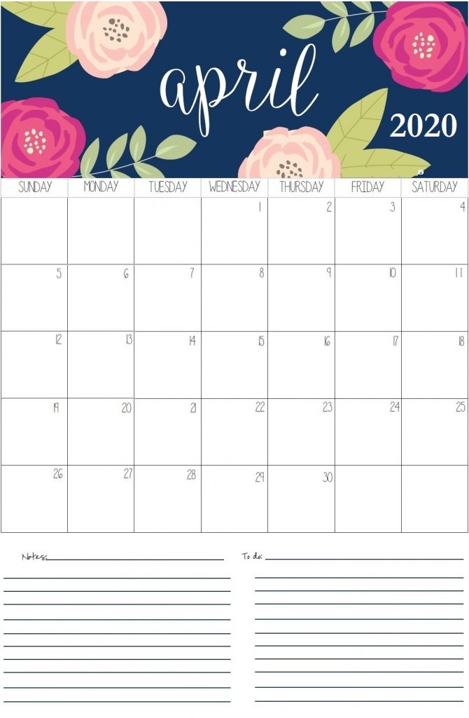 April 2020 Calendar With Notes