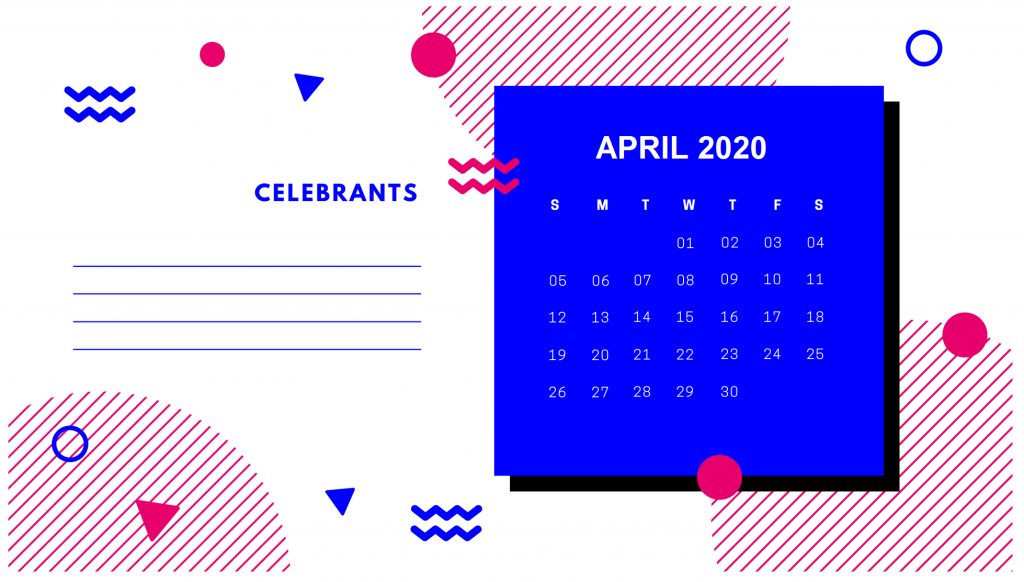 April 2020 Desk Calendar