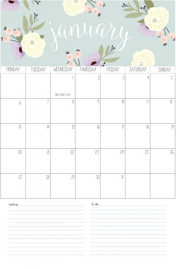 Best January 2020 Calendar template