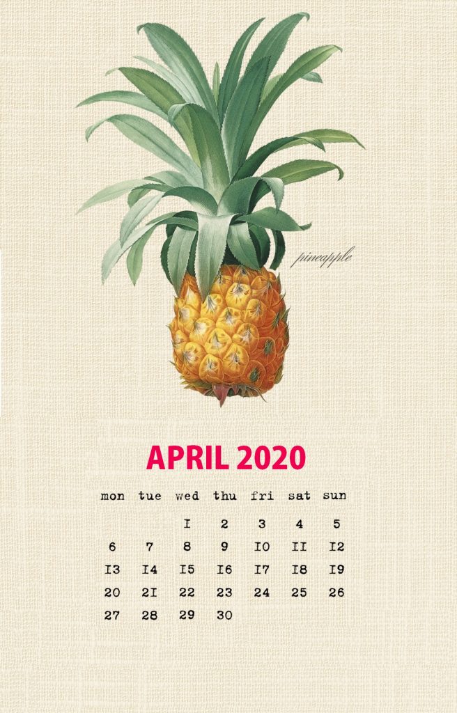 Botanical Fruit April 2020 Calendar