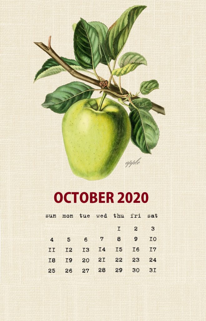 Botanical Fruit October 2020 Calendar