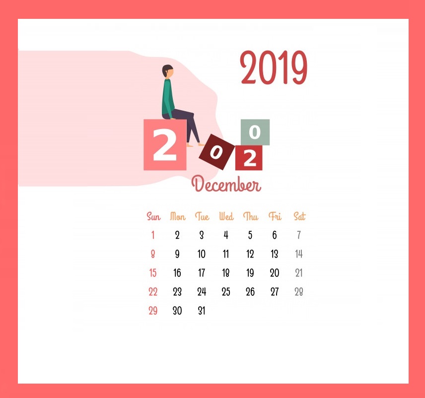 Cute December 2019 Calendar Design