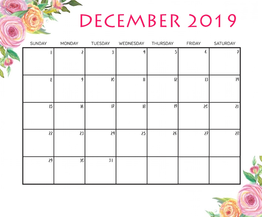 December 2019 Floral Desk Calendar