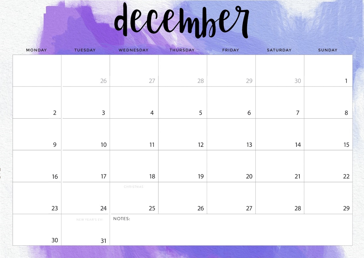 December 2019 Office Desk Calendar