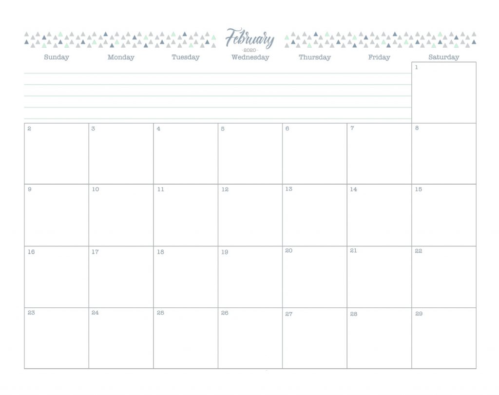 February 2020 Blank Calendar Template