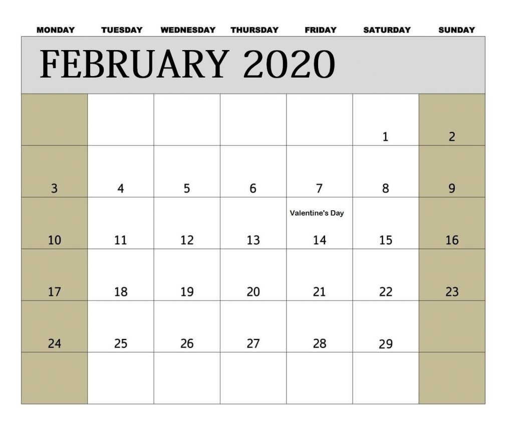 February 2020 Blank Calendar