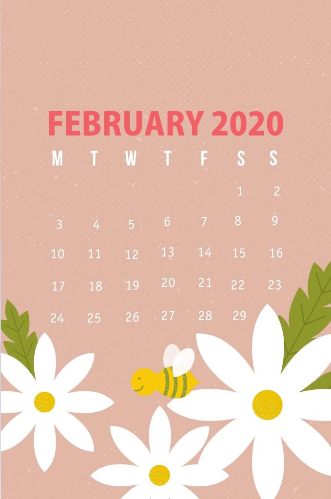 February 2020 Calendar iPhone Background