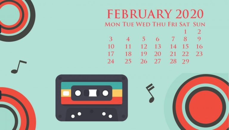 February 2020 Desktop Calendar Wallpaper