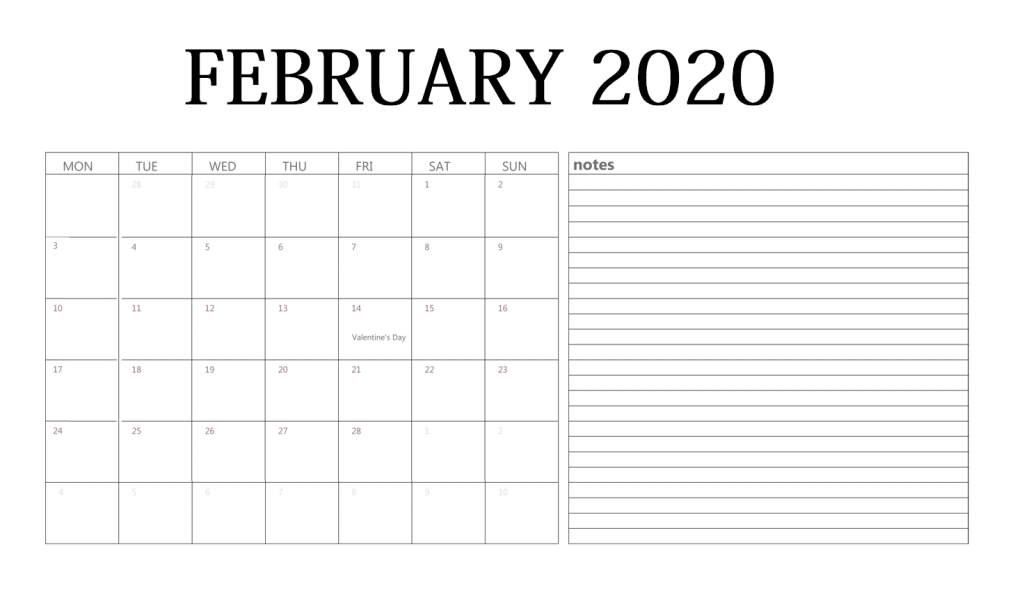 February 2020 Holidays Calendar